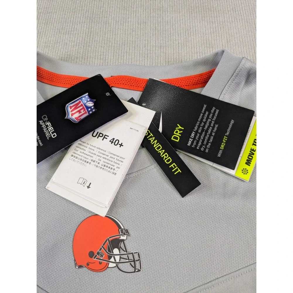 Cleveland Browns Shirt Womens Large Gray Nike Dri-Fit Training New Short Sleeve